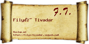 Filyó Tivadar névjegykártya
